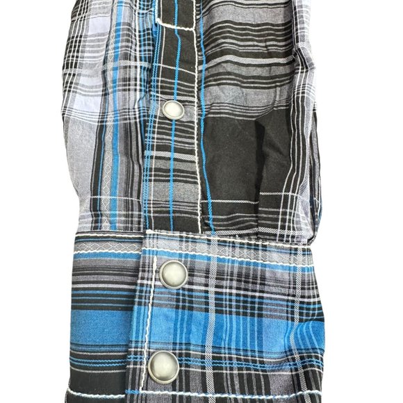 Rafter C Cowboy Collection Western Blue Black Plaid Pearl Snap Button Up XXL - Picture 3 of 7
